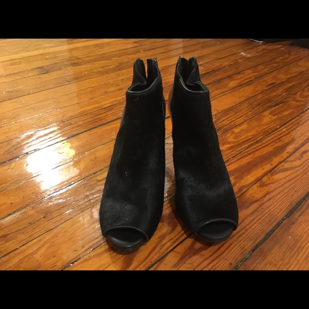 Black calf half bootie heals